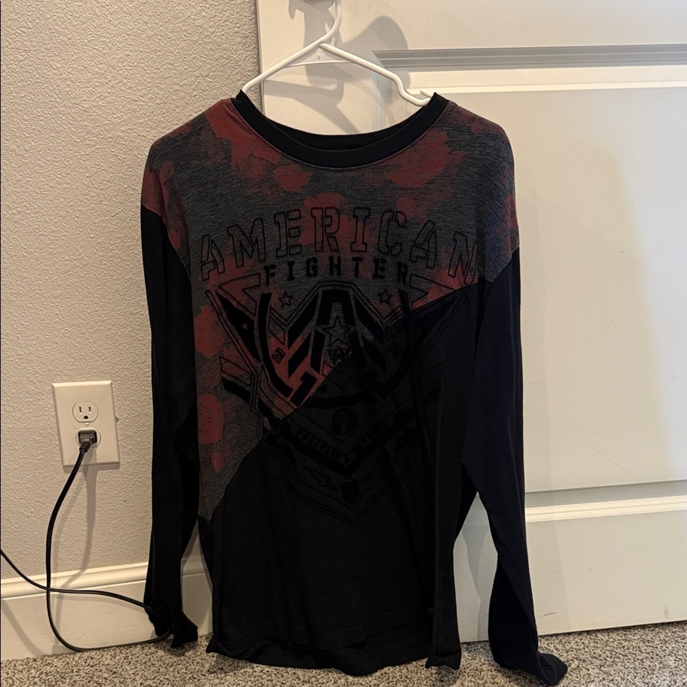 American Fighter Black and Red Graphic Tee